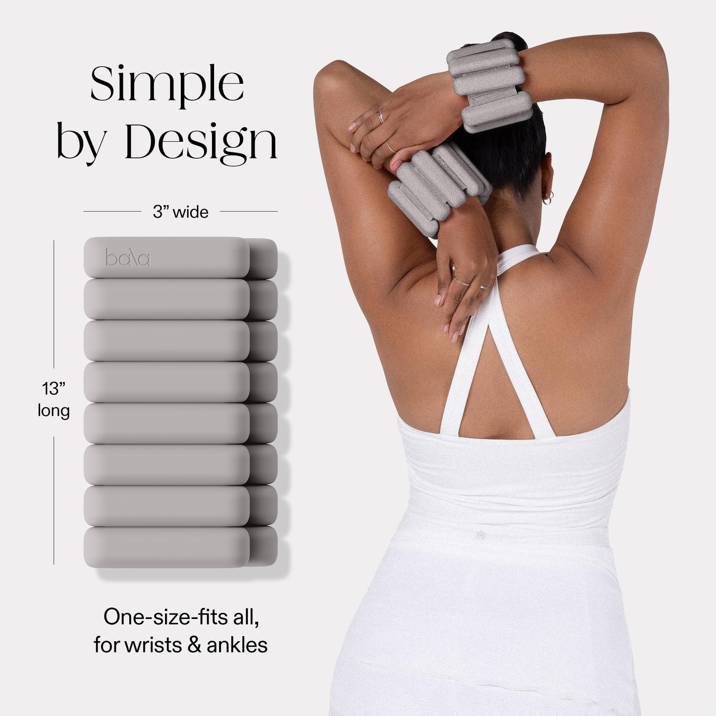Bala Bangles Wrist & Ankle Weights for Women & Men - 2 lb Adjustable Weighted Bands - Soft Silicone Arm & Leg Weights for Pilates, Yoga, Walking, Barre, Home Workout & Strength Training Exercise
