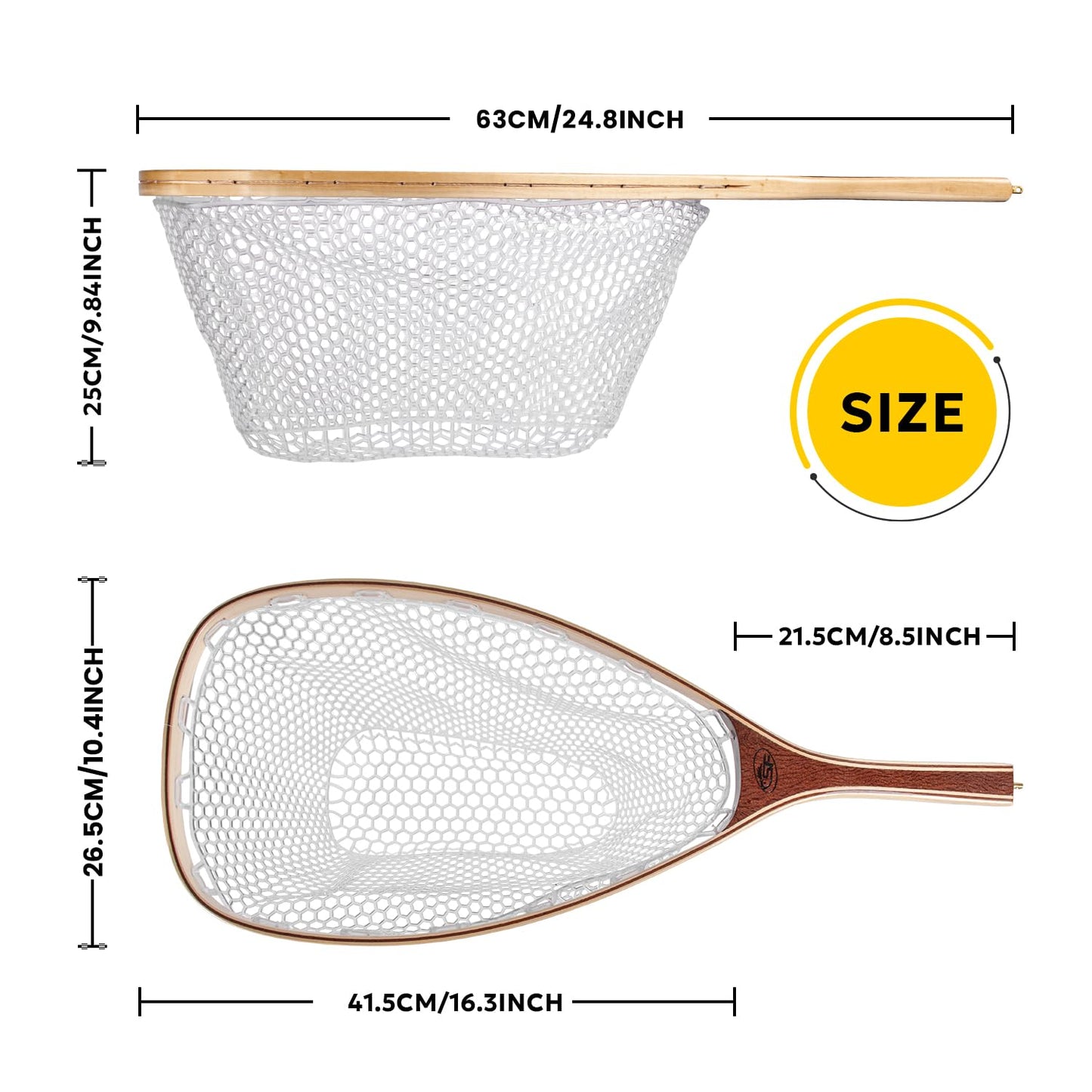 SF Fly Fishing Landing Soft Rubber Mesh Trout Catch and Release Net with Black Magnetic Net Release Combo Kit (Clear A Combo Small Holes)