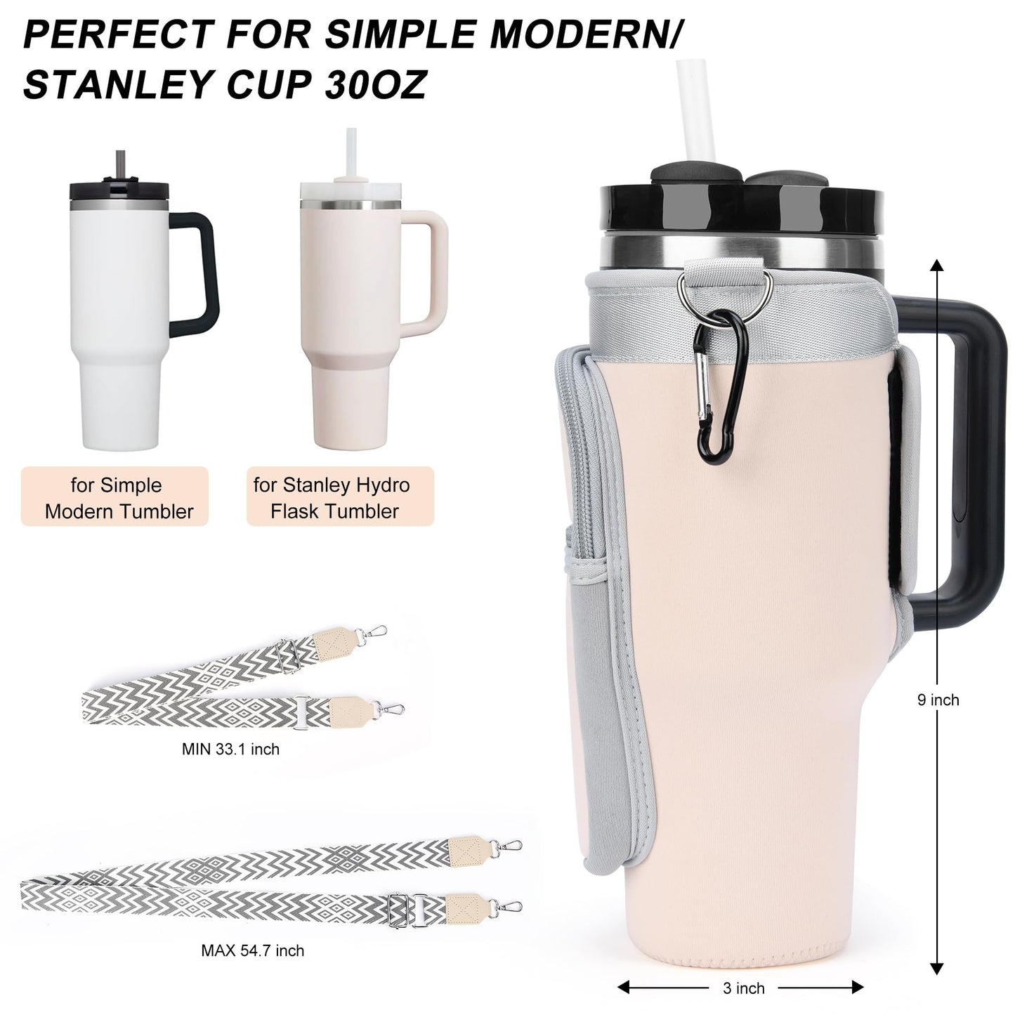 Sernaxi Water Bottle Holder Bag (Cream&Purple)