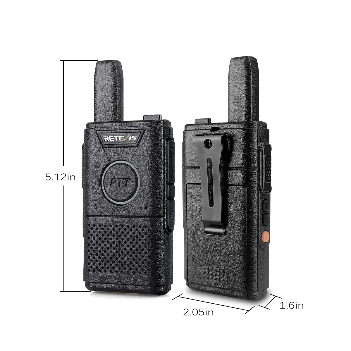 Retevis RT18 Rechargeable Walkie Talkies, Portable FRS Two-Way Radios, Dual PTT, VOX, Metal Clip, Small Mini Walkie-Talkie for Adults Seniors Elderly Family Camping Hiking Outdoor Trip(2 Pack)