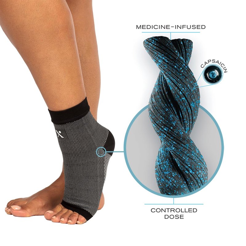 NUFABRX Medicine-Infused Pain Relieving Ankle Compression Sleeve for Men and Women with Ankle Pain, Arthritis, Tendonitis, and Plantar Fasciitis