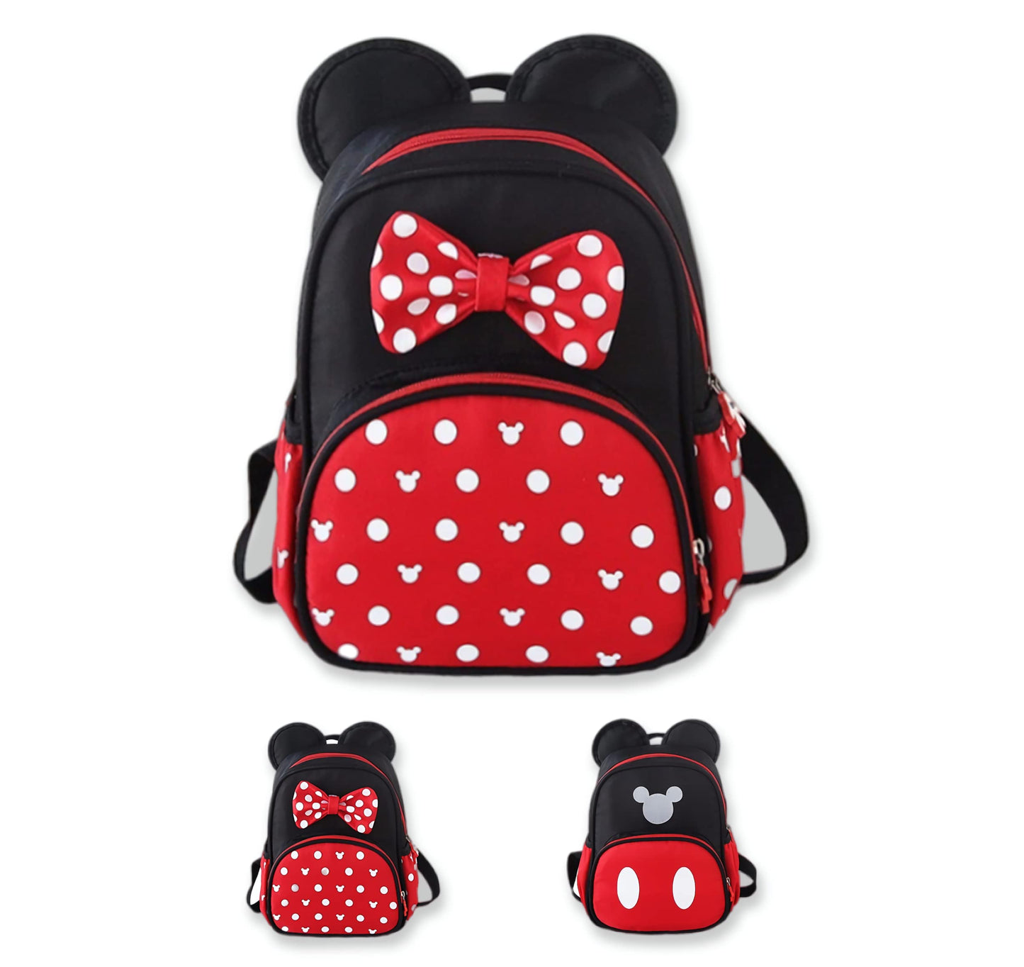 MOMODEER Cute Mini Backpacks, Red Cartoon Bag, Mouse Ears Bowknot Travel Daypack