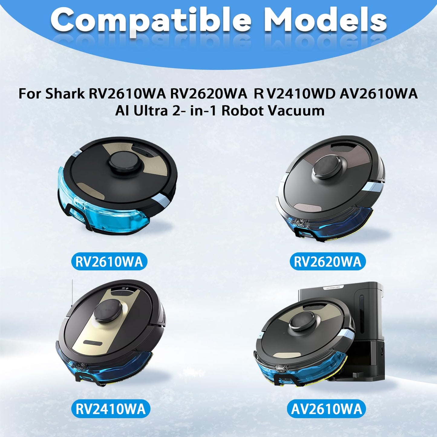 6-Pack Washable Microfiber Mop Pads for Shark RV2610WA, RV2620WA, RV2410WD, AV2610WA AI Ultra 2-in-1 Matrix Clean Robot Vacuum Replacement Accessories for Floors