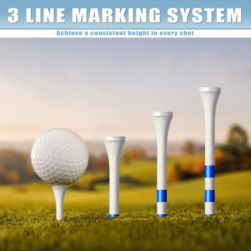 CHAMPKEY Premium Wood Golf Tees - 200 Count with 3-Line Marking System for Consistent Long-Distance Shots