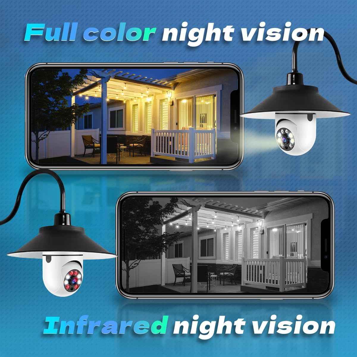 2K / 4MP Light Bulb Security Camera Outdoor Waterproof, 2.4GHz Wireless WiFi Light Socket Camera for Home Secuity with Motion Detection and Alarm, Color Night Vision (IK500)