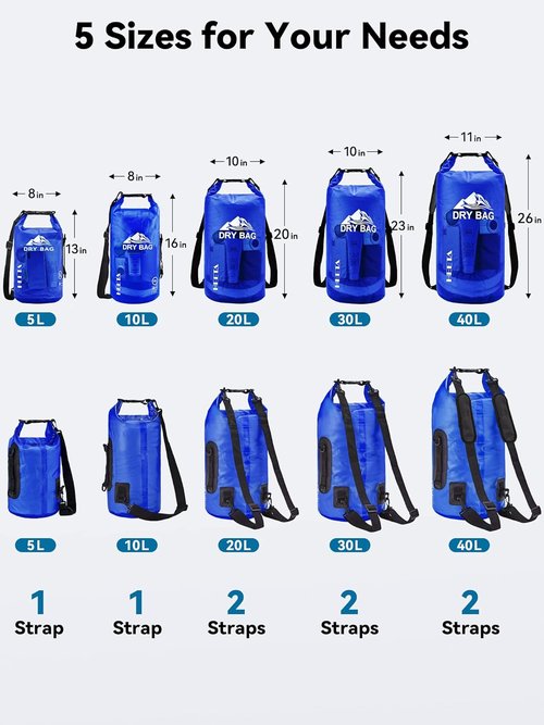 HEETA Waterproof Dry Bag - Lightweight Roll Top Storage for Travel & Outdoor Activities | 5L/10L/20L/30L/40L