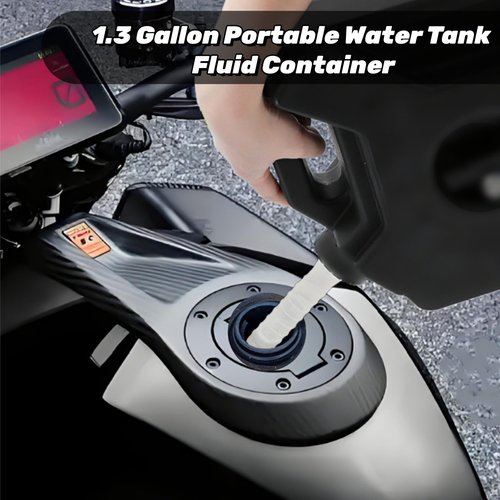 Acshio Plastic Engine Oil Jugs with Lid, 1.3 Gallon Water Storage Containers with Lockable Bracket, Portable Water Tank Fluid Container