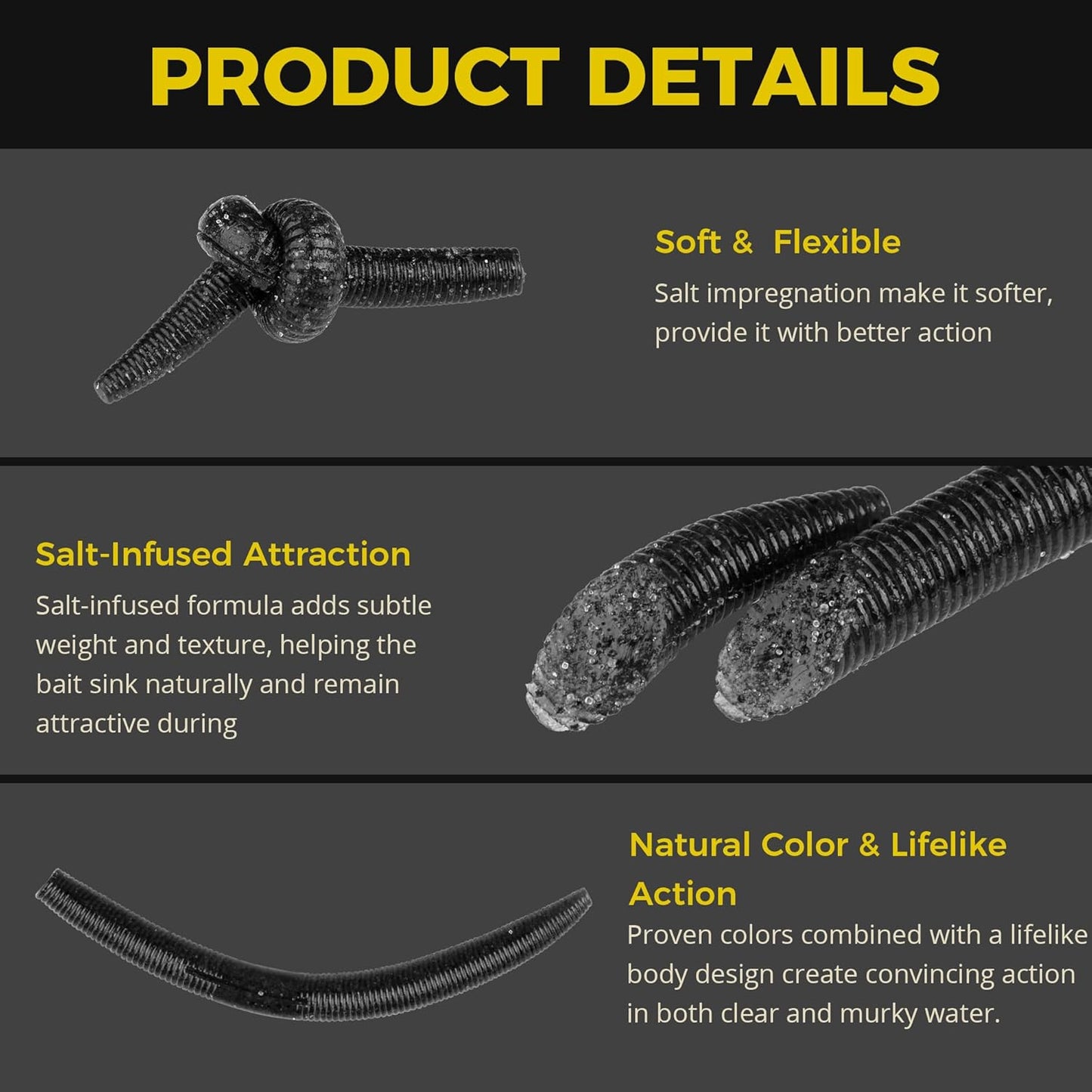 Senko Worms Kit - 4"/5" Soft Plastic Fishing Lures with Salt Impregnation for Bass Fishing - 30/50/78/100 Pcs