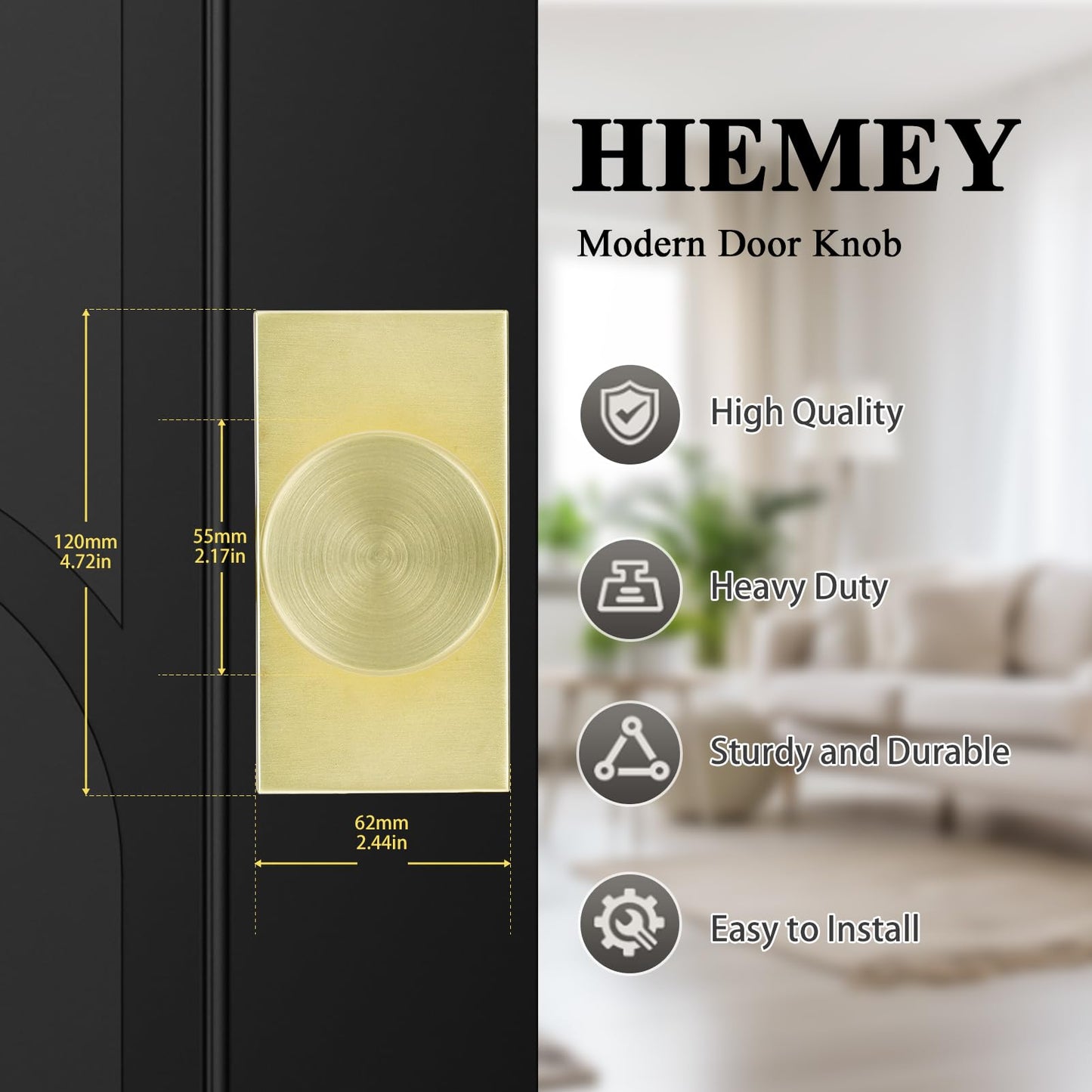 HIEMEY 4 Pack Satin Brass Dummy Door Knob Interior for Closet and Bifold, Gold Dummy Door Knobs