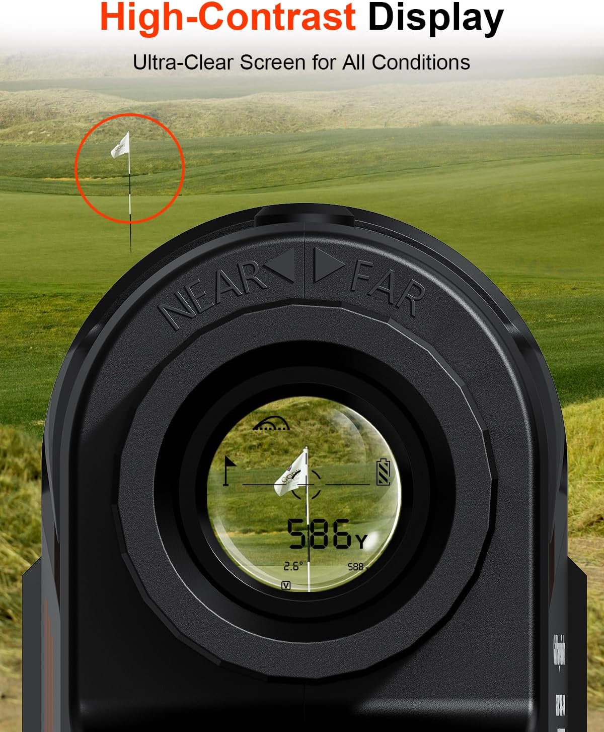 Skiennix Golf Laser Rangefinder - Slope Compensation & Flag Lock Vibration | 1900 Yards, 6X HD Magnification, USB-C Rechargeable