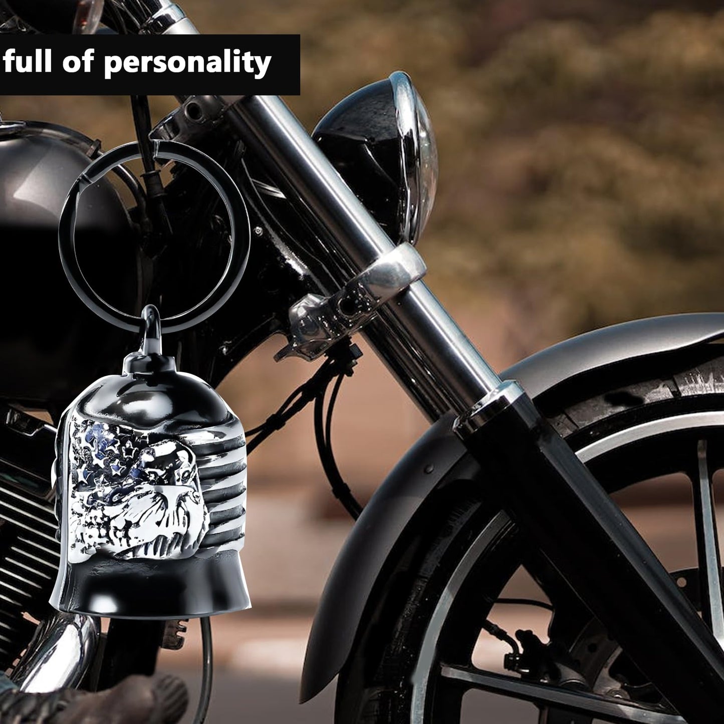 Motorcycle for Bells - Motorcycle Angel Bell for Men Women,Bell Biker Accessory,Guard Riding Safety (Black) (Black Silver)