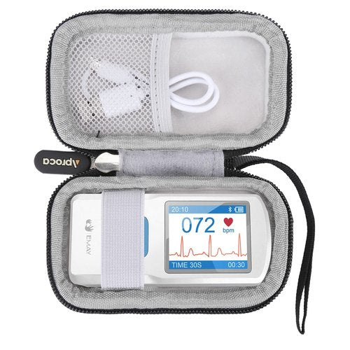 Aproca Case Compatible with EMAY Portable ECG Monitor Devices, Storage Portable Bag for Accessories -Black (Case Only)