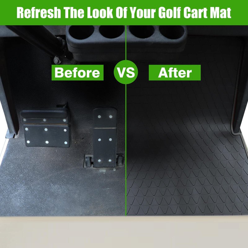 EZGO TXT Golf Cart Full Coverage Floor Liner Mat, fits EZGO TXT (1994+), Valor(1994+), Express S4(2012-2020), Cushman Workhorse, EX1(2020),Durable Anti-Slip Rubber, Black Trim/Red Trim