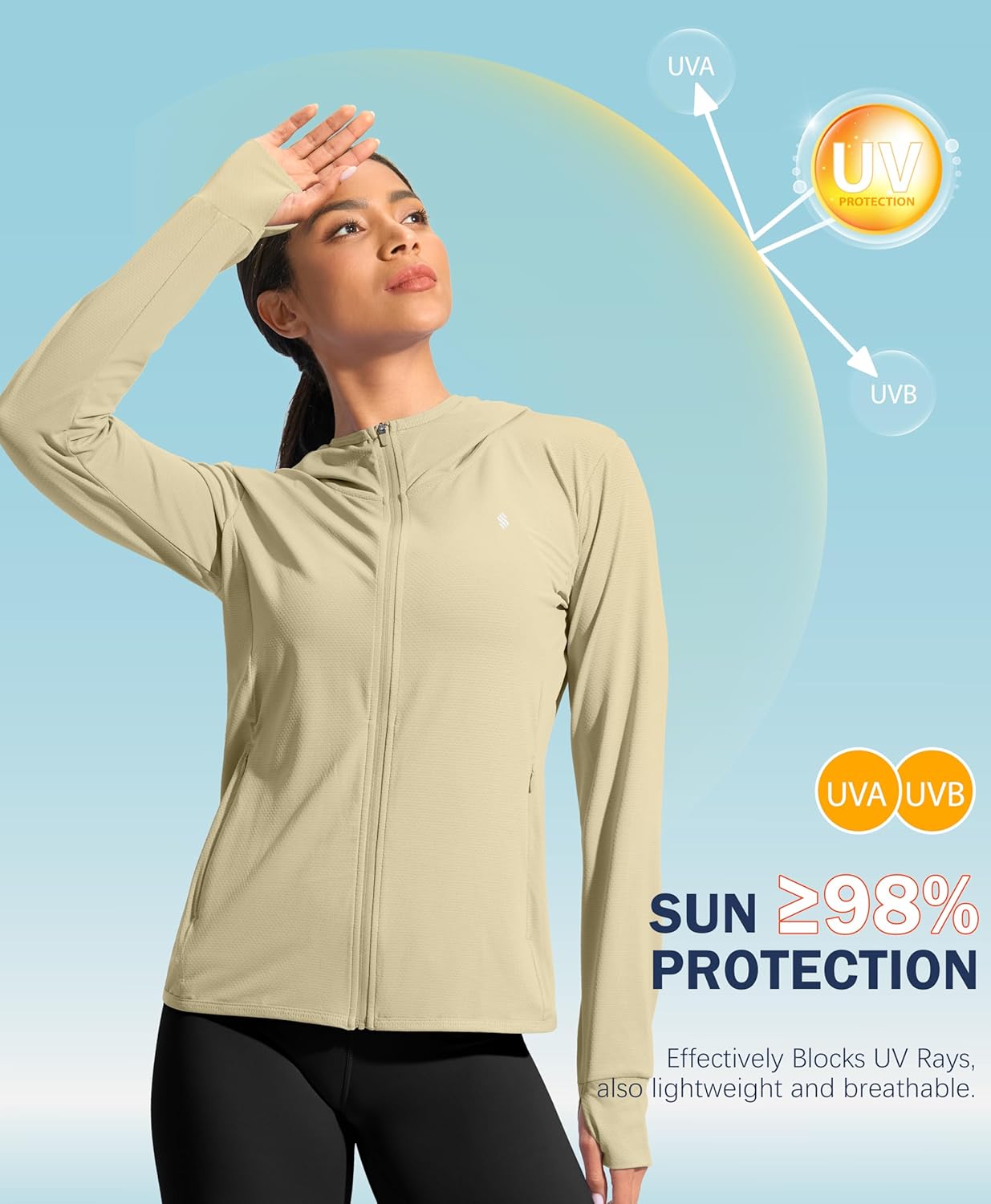 Soothfeel Women's Sun Protection Hoodie Jacket - UPF 50+ Lightweight Long Sleeve with Pocket for Outdoor Activities