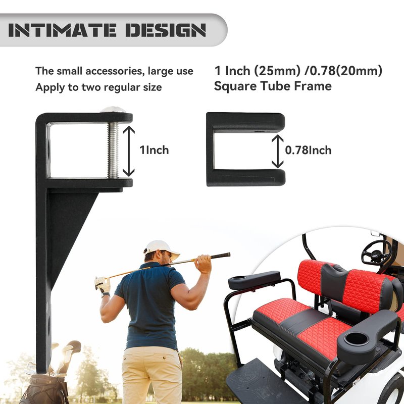 XUANYUDG0769 Golf Cart Armrest with Cup Holder for EZGO TXT Club Car DS Precedent and Yamaha Rear Seat Kit, Upgrade Support Frame/No Need Drilling Arm Rest - Black