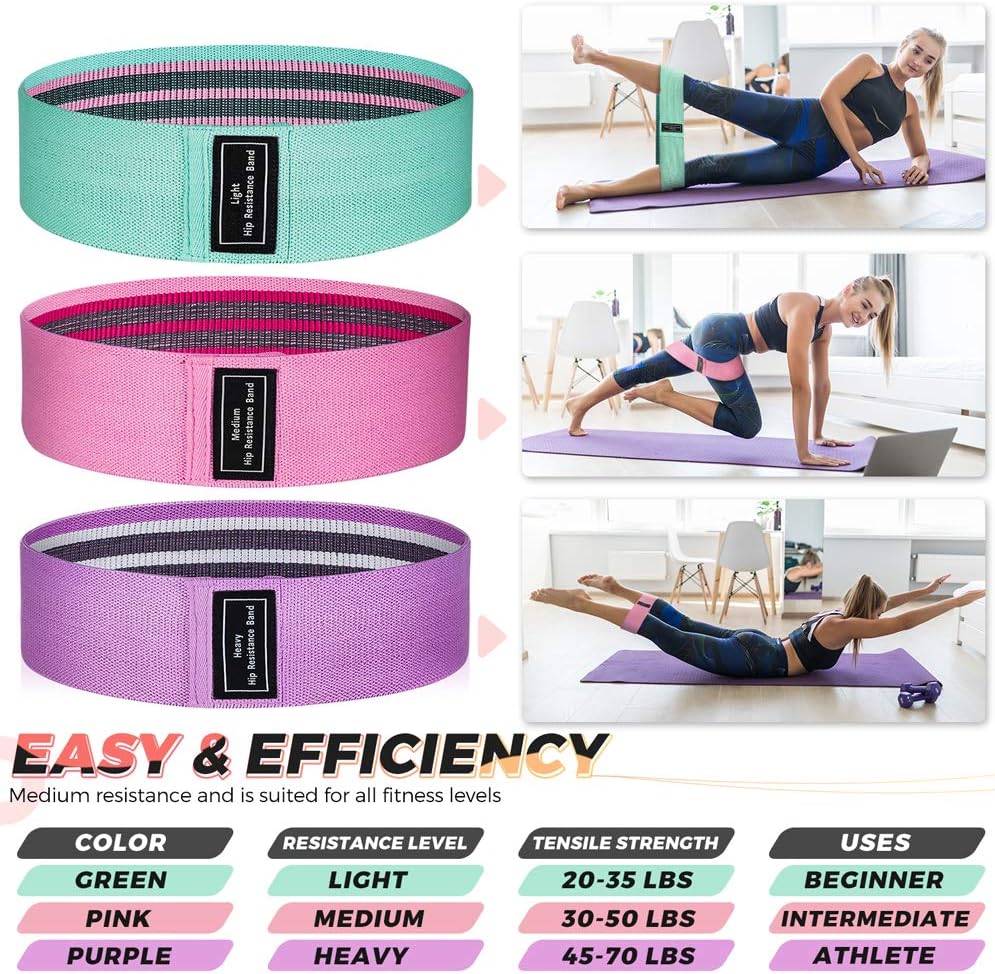 Skiennix Resistance Bands Set - 8-Piece Workout Bundle with 5 Latex & 3 Fabric Booty Bands, 2 Portable Bags