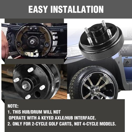 Orle Oko Golf Cart Brake Drum (24 Spline) - Compatible with EZGO TXT 1982-Up Electric & 1982-1993 2-Cycle Gas Models, Replaces OEM# 19186G1P, Durable Replacement Part