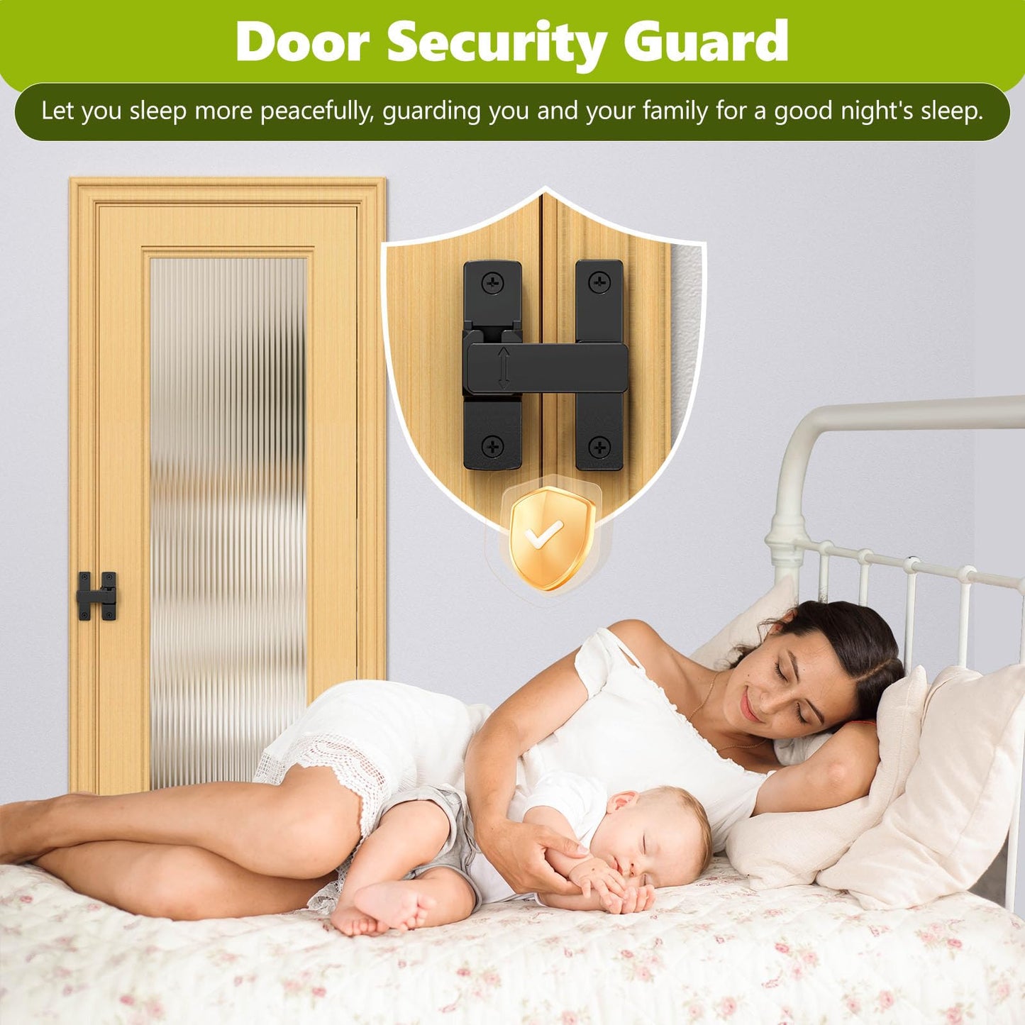 Barn Door Lock, 90/180 Degree Zinc Hardware Sliding Door Lock, Heavy Duty Flip Safety Door Latch for Screen, Cabinets, Bathrooms, Gardens, Barns, Pet Doors, Window Cabinets (Black-1Pack)