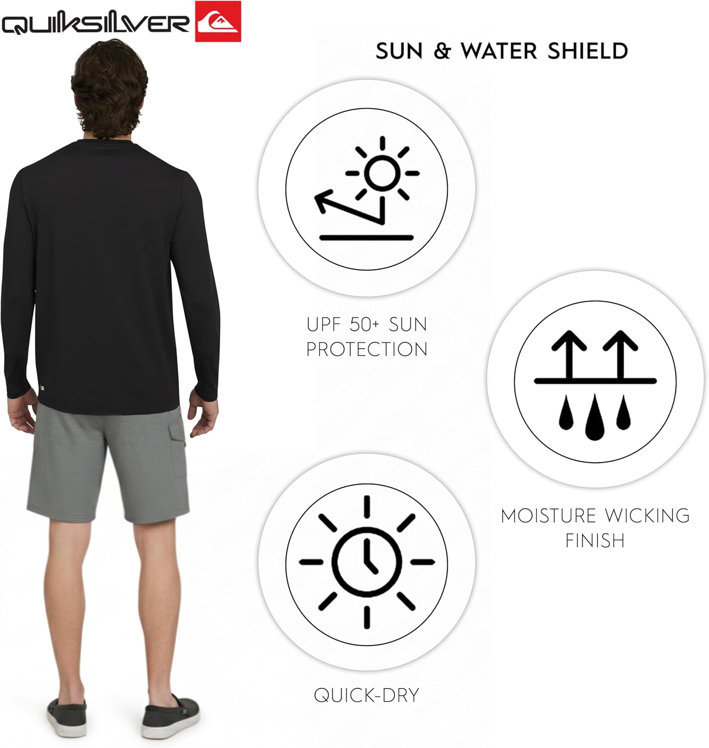 Quiksilver Men's Long Sleeve Rash Guard Shirt - UPF 50 Sun Protection | Regular Fit (S-XXL)
