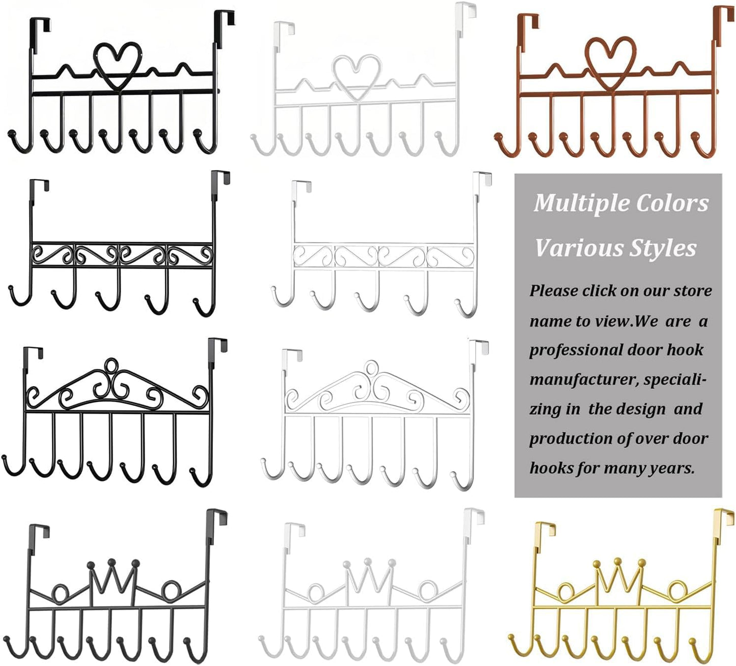 Over The Door Hook, Over Door Hanger for Coat, Towel, Bag, Robe (1 Pack, White)