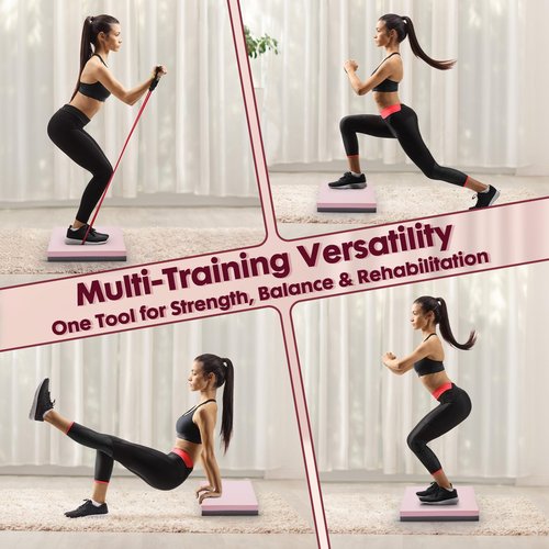 Balance Pad- High-Density Foam Cushion Mat for Yoga, Exercise & Fitness, Non-Slip Stability Trainer for Core Workouts, Thick Foam Balance Board (16x13x2.4 Inches, Pink & Gray)