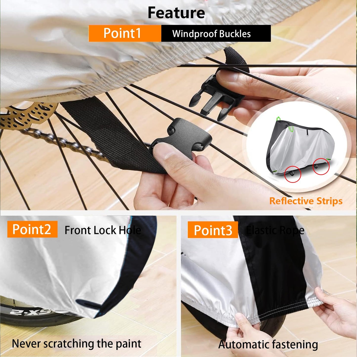 Bike Cover for 1 Bikes Outdoor Storage Waterproof with Lock Hole, 420D Bicycle Cover fit for Mountain Bike, Road Bike, Hybrid Bike, Beach Cruiser Bike, Scooter (Black)