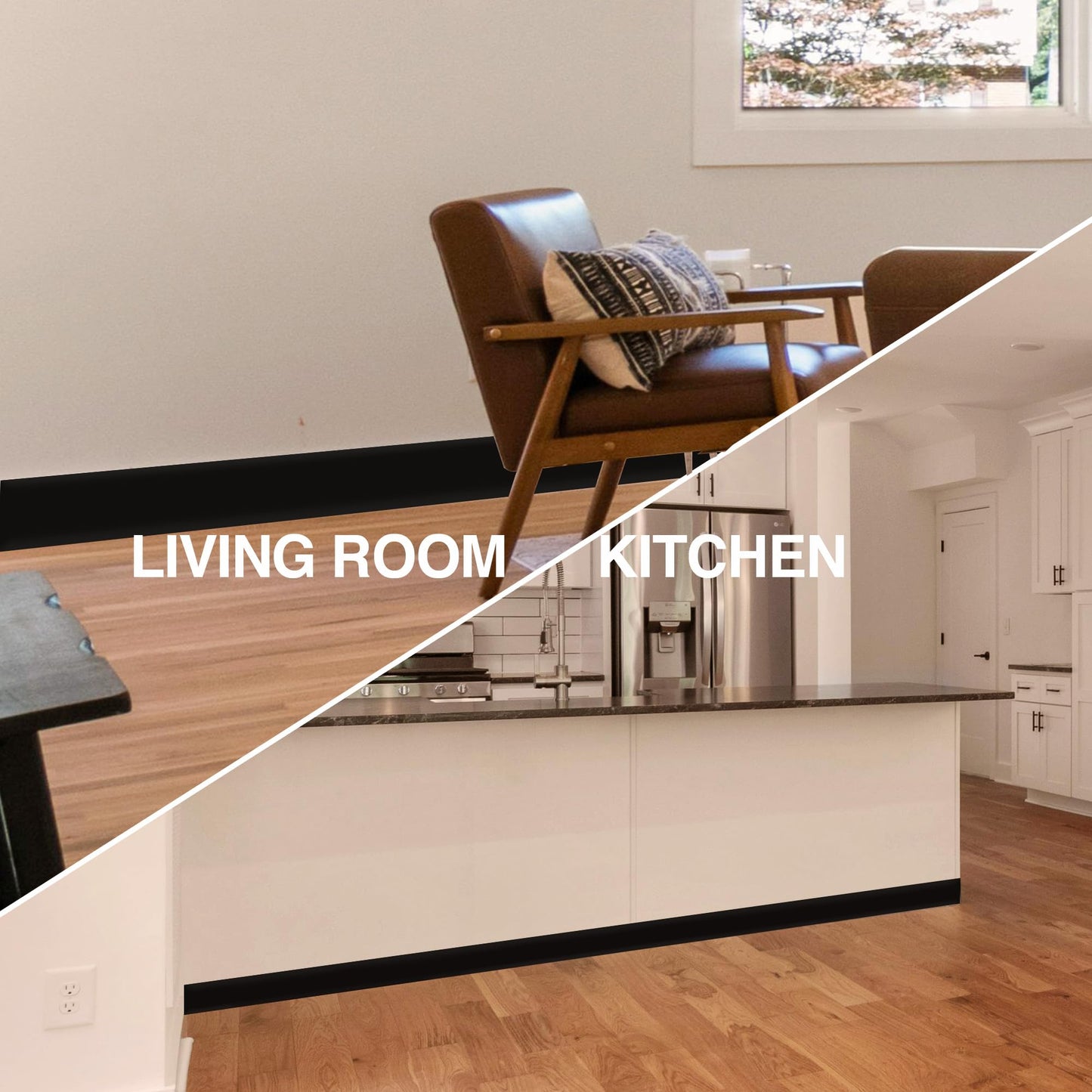 Black Wall Molding Trim 3 Inch x 60 Feet, Wall Base Baseboard Molding Trim Flexible Self Adhesive Rubber Wall Base Moulding Trim Peel and Stick Design Home Decoration Skirting Line