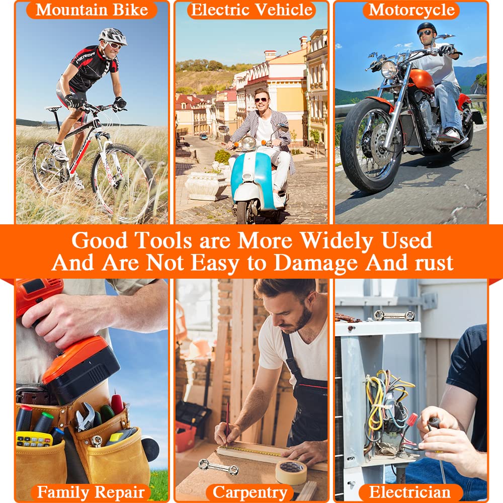 Multitool Wrench Set for Bike Tools, 16 in 1 Bicycle Multitool with 10 in 1 Bone Wrench, Multi Function Accessories Set, Must-Have for Cyclist for Emergency/Repairs/Removing/Replacing/Maintenance/Gift