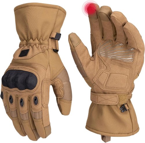 KEMIMOTO Tactical Gloves - Winter Warm Motorcycle Gloves with Touchscreen & Hard Shell Protection