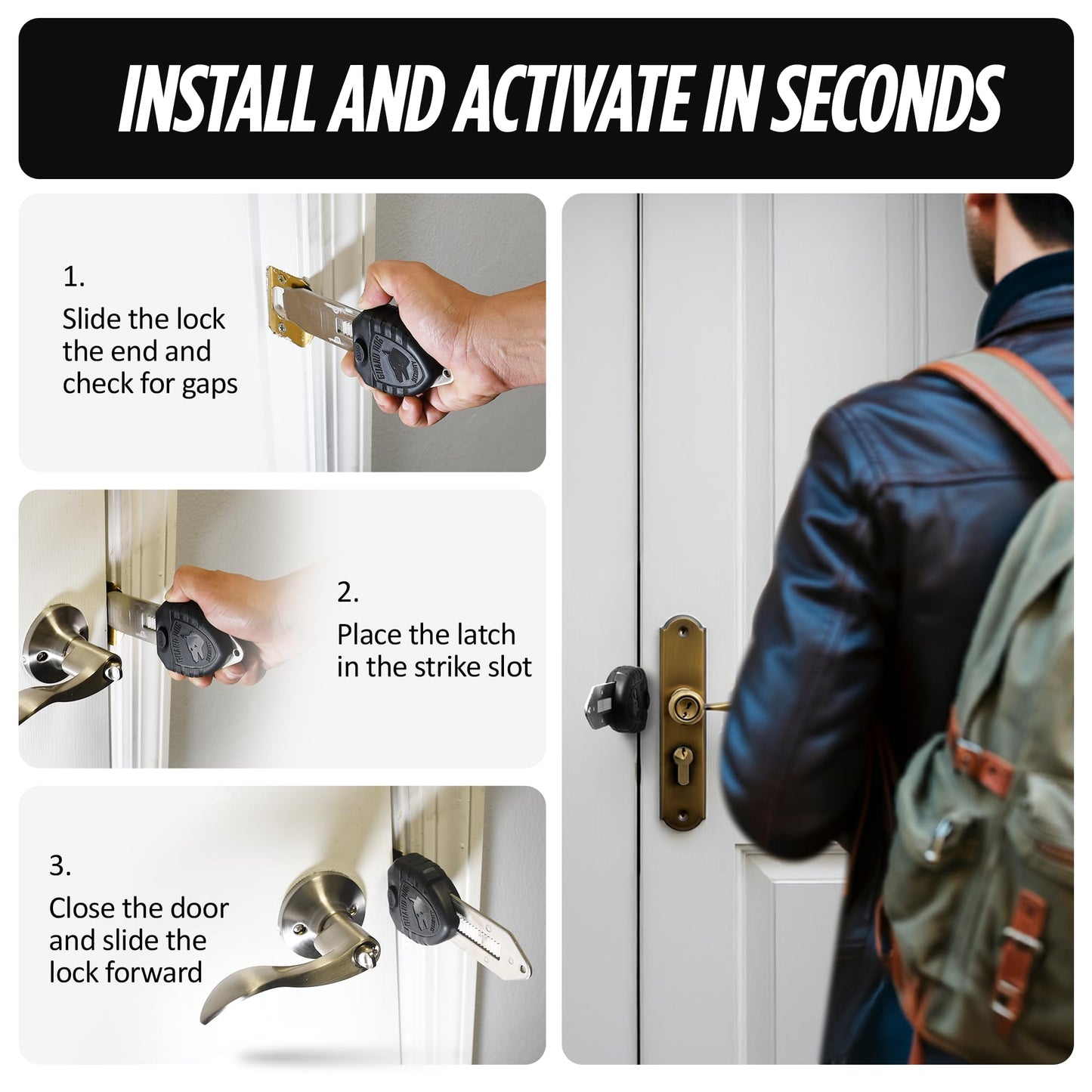 Guard Dog Security Blocklock Portable Door Lock, Hotel Door Locks for Travelers Security, Tough, Durable, Apartment Door Security, Home Security, Travel Essentials, Easy to Use