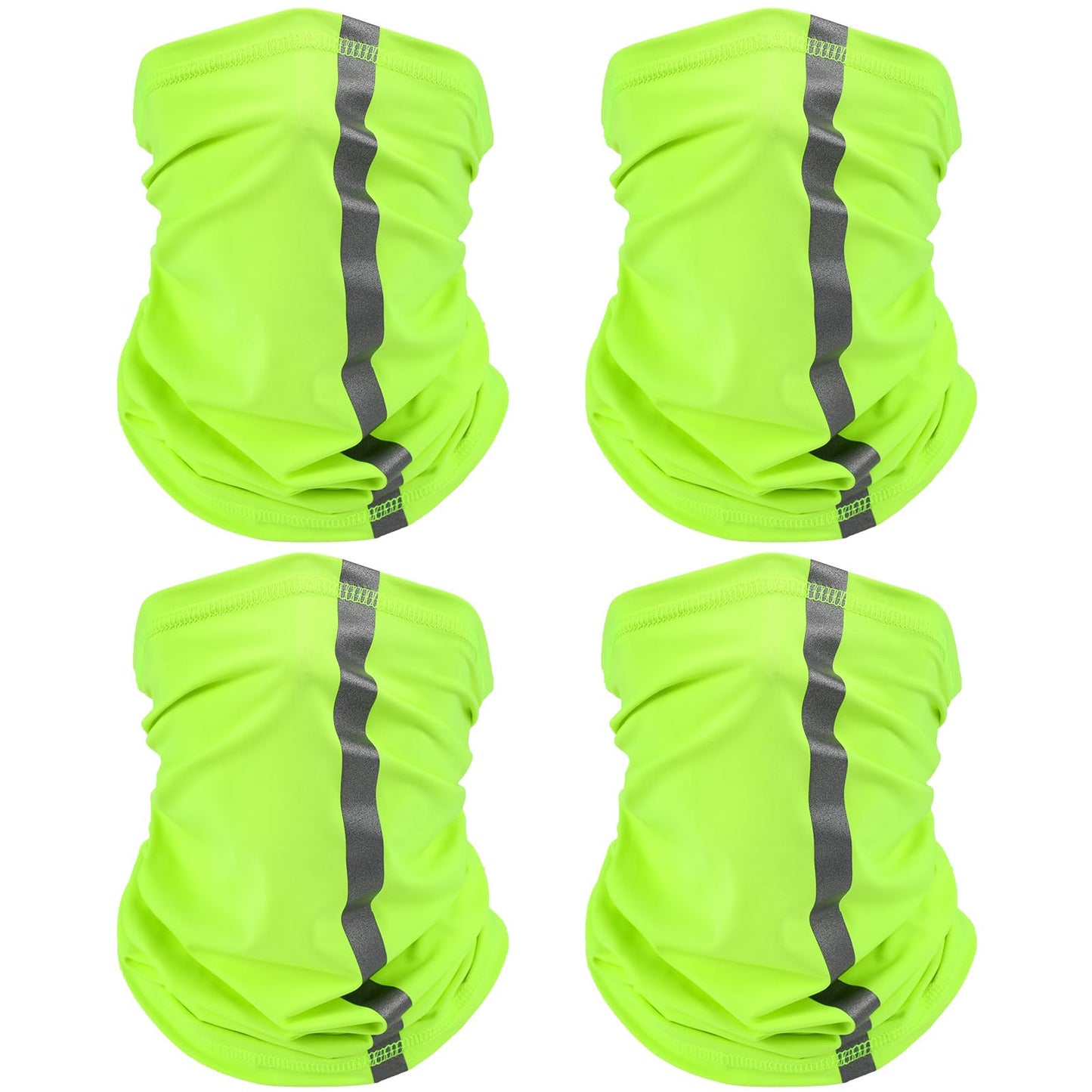 SATINIOR 4 Pcs Neck Gaiter Face Mask for Men Reflective Face Cover Scarf Summer UV Sun Protection Balaclava Bandana for Work(Green)