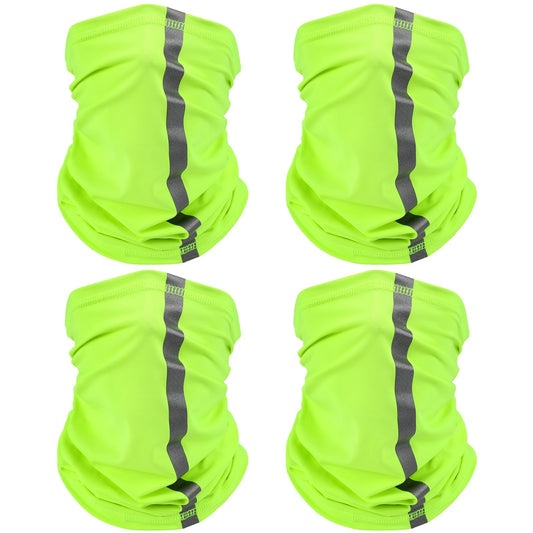 SATINIOR 4 Pcs Neck Gaiter Face Mask for Men Reflective Face Cover Scarf Summer UV Sun Protection Balaclava Bandana for Work(Green)