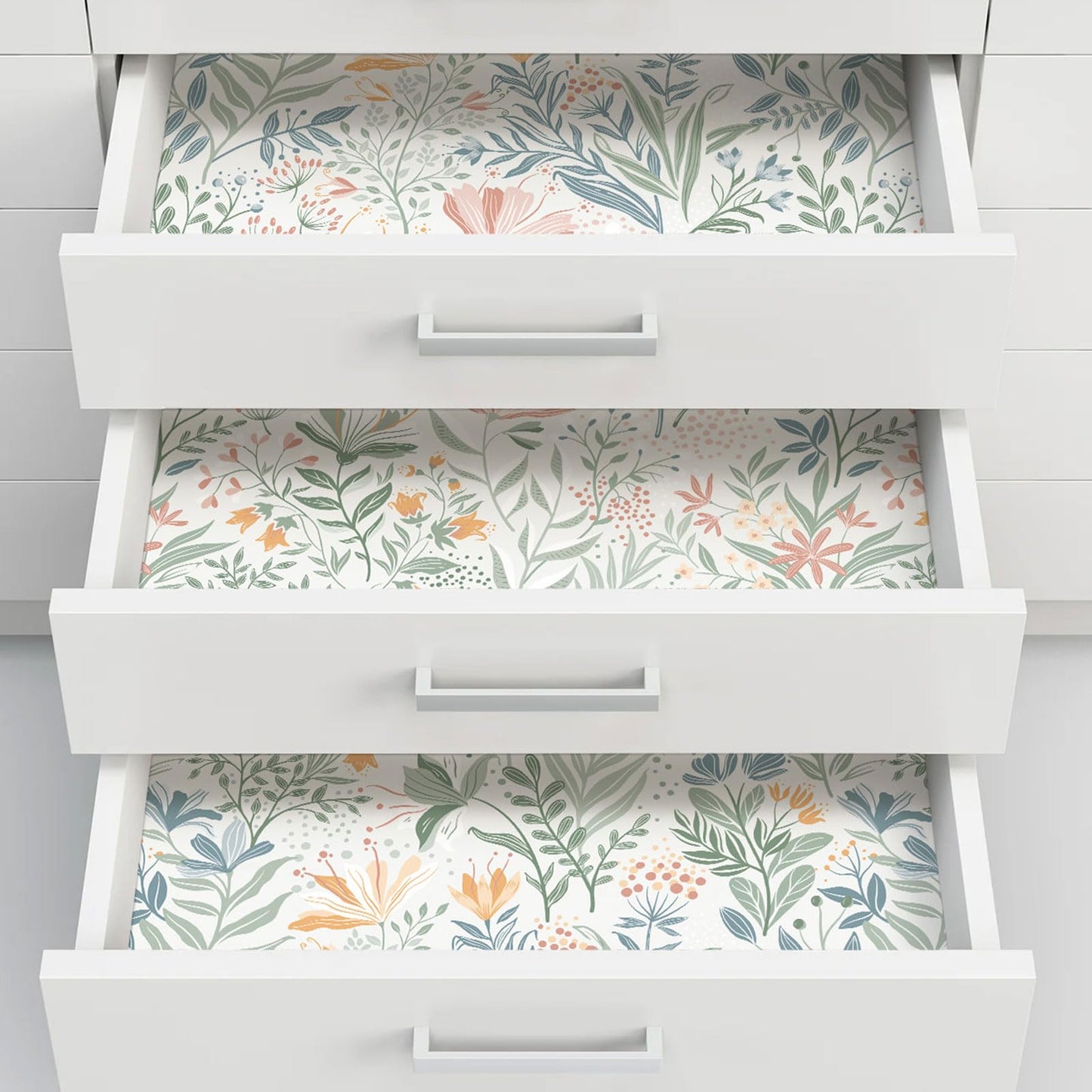 Fititem Floral Peel and Stick Wallpaper Floral Boho Contact Paper Flower Removable Self Adhesive Waterproof Wallpaper for Bathroom Bedroom Nursery Wildflower Botanical Contact Paper 17.3inW 197inL