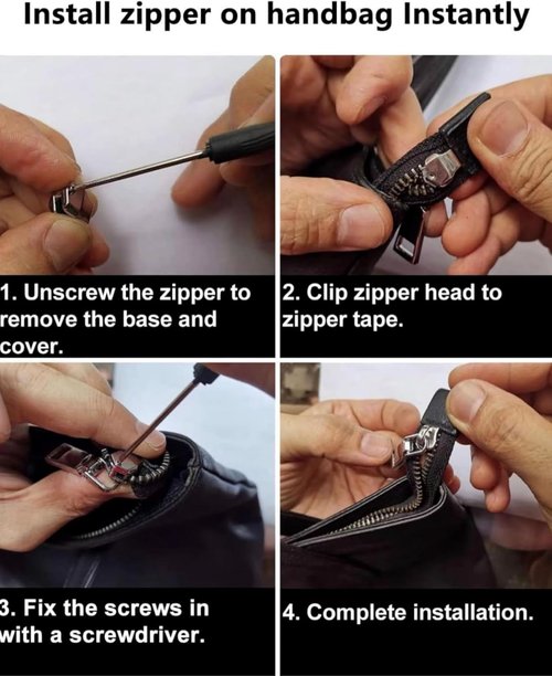 AKTIOIN Metal Zipper Repair Kit - No Sewing Required Detachable Zip Heads for Jackets, Bags & More | #5 Black