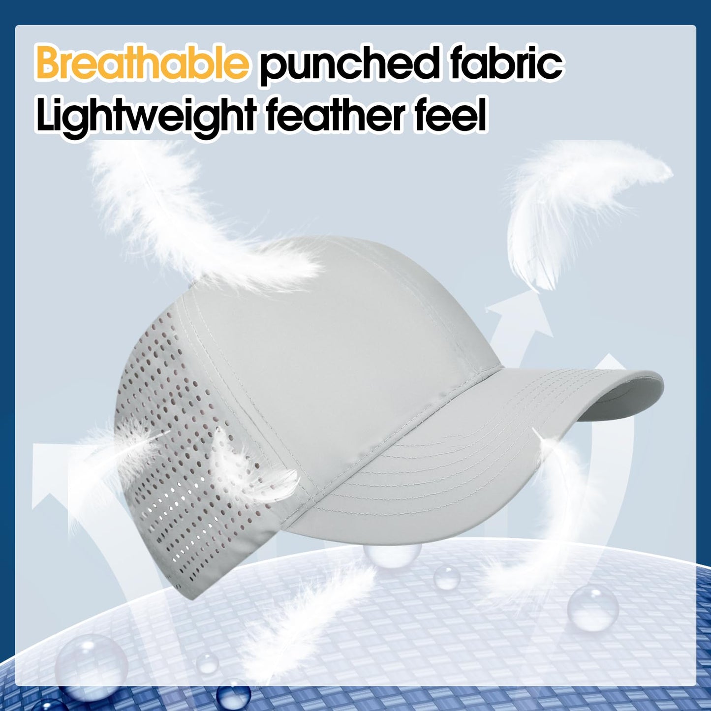 Shyyween 2 Pack Oversize XXL Baseball Cap, Breathable Mesh Quick Dry UPF50+ Cooling Touch Sweatband Running Big Head Golf Cap Black, Gray