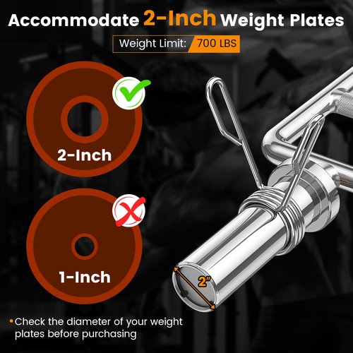 GYMAX Olympic Triceps Bar, 33" Solid Standard Threaded Strength Training Bar for 2" Weight Plates with 2 Ring Collars, Chrome Finish Barbell for Weightlifting Squats Deadlifts Shrugs, 700LBS Home Gym Fitness Workout