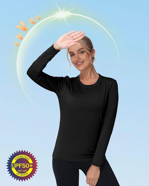 Isnowood Women's UPF 50+ Sun Protection Long Sleeve Shirts - UV Rash Guard Athletic Tops for Hiking & Running
