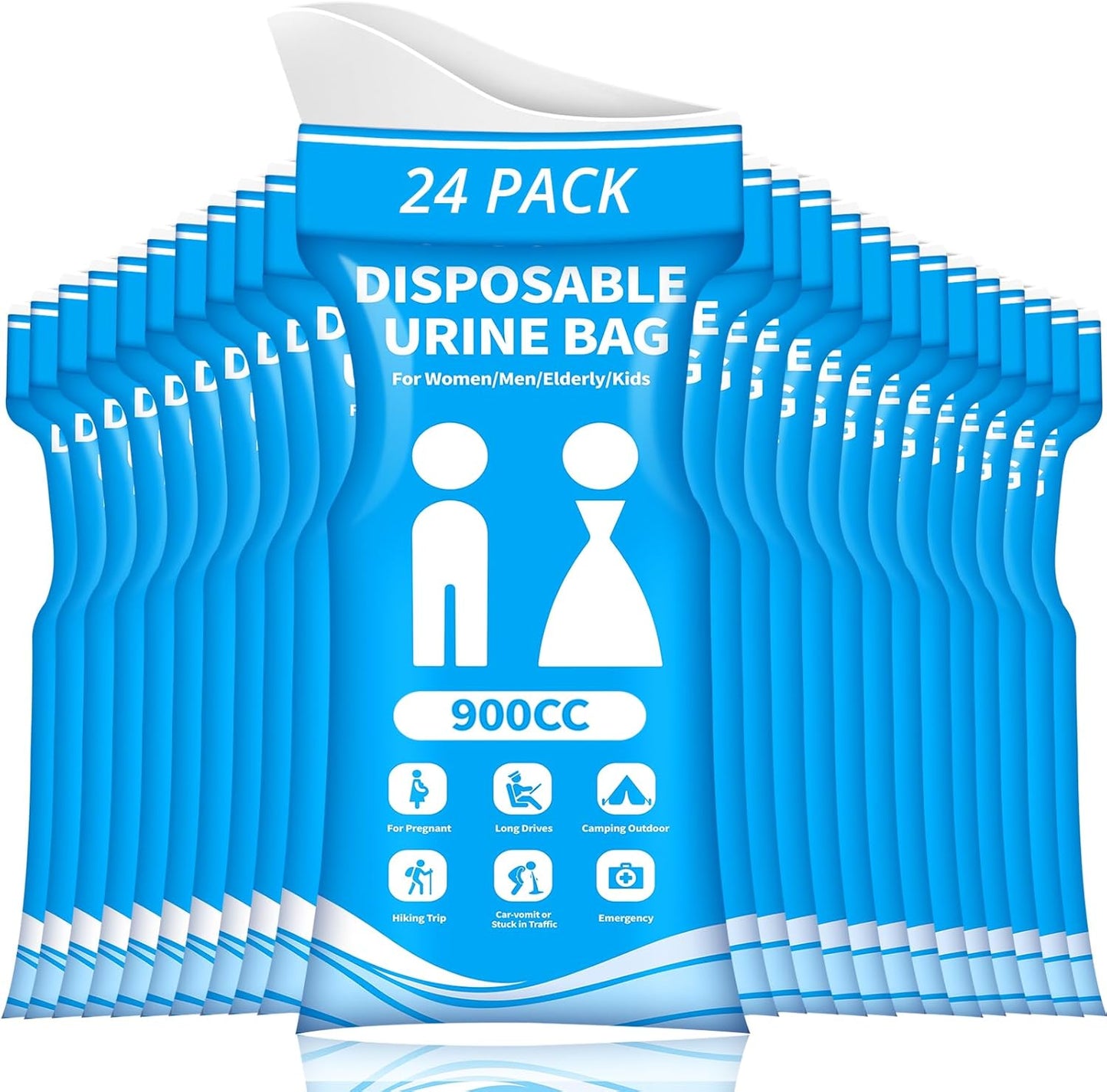 Skiennix Disposable Urine Bag - 900ML Portable Pee Bags for Travel | 12 PCS Emergency Urinal for Car & Camping