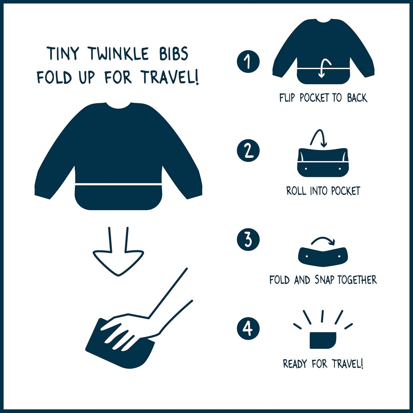 Tiny Twinkle Long Sleeve Bibs - 2-Pack Waterproof Smock Bibs for Mess-Free Eating | Machine Washable | Slate Olive, 6-24M