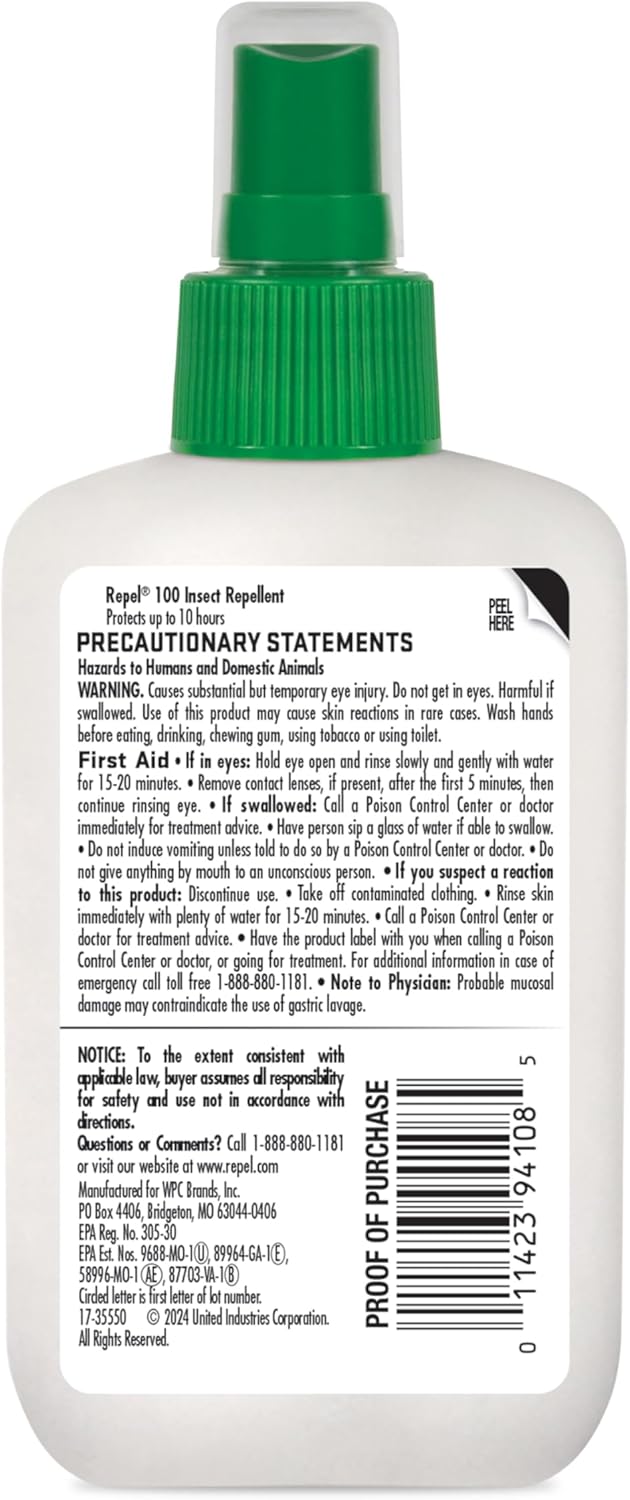 Repel 100 Insect Repellent - Long-Lasting 10-Hour Protection Spray | 4 Ounces, DEET Formula