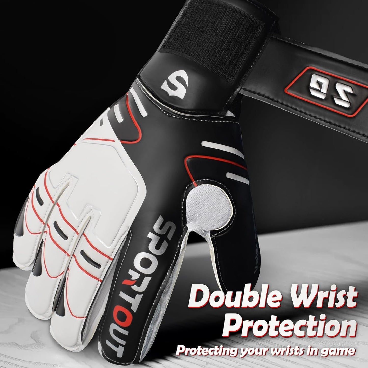 Sportout Goalie Gloves - Strong Grip & Finger Protection for Youth & Adult | 4 Colors Available
