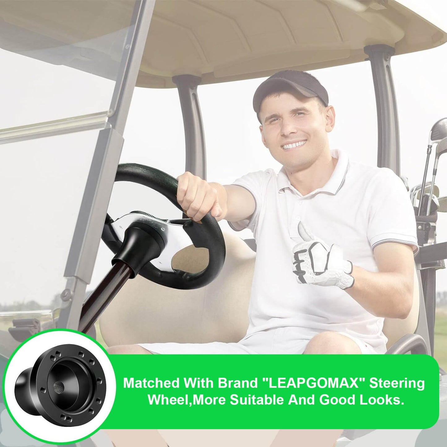 EZGO Steering Wheel Adapter fit EZGO TXT/RXV/Marathon/Medalist Golf Carts Steering Wheel Adapter Golf Cart Accessories(Black)