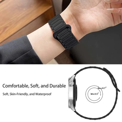 Compatible with ALPHAGEAR Smartwatch Bands, 22mm Quick Release Silicone Sport Strap Replacement Watchband with Woven Loop Design Compatible with ALPHAGEAR Bravo II, Bravo XL, Raptor, Commander, Juliet Smartwatch (Black, 22mm size band)