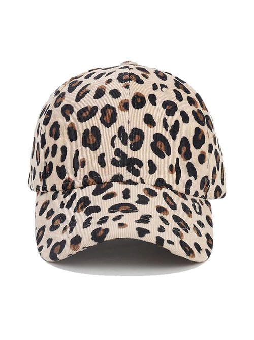 Nanwansu Adjustable Baseball Cap Leopard Print Hat Cotton Sunhat Headwear Outdoor Shade Sports Cap Beige