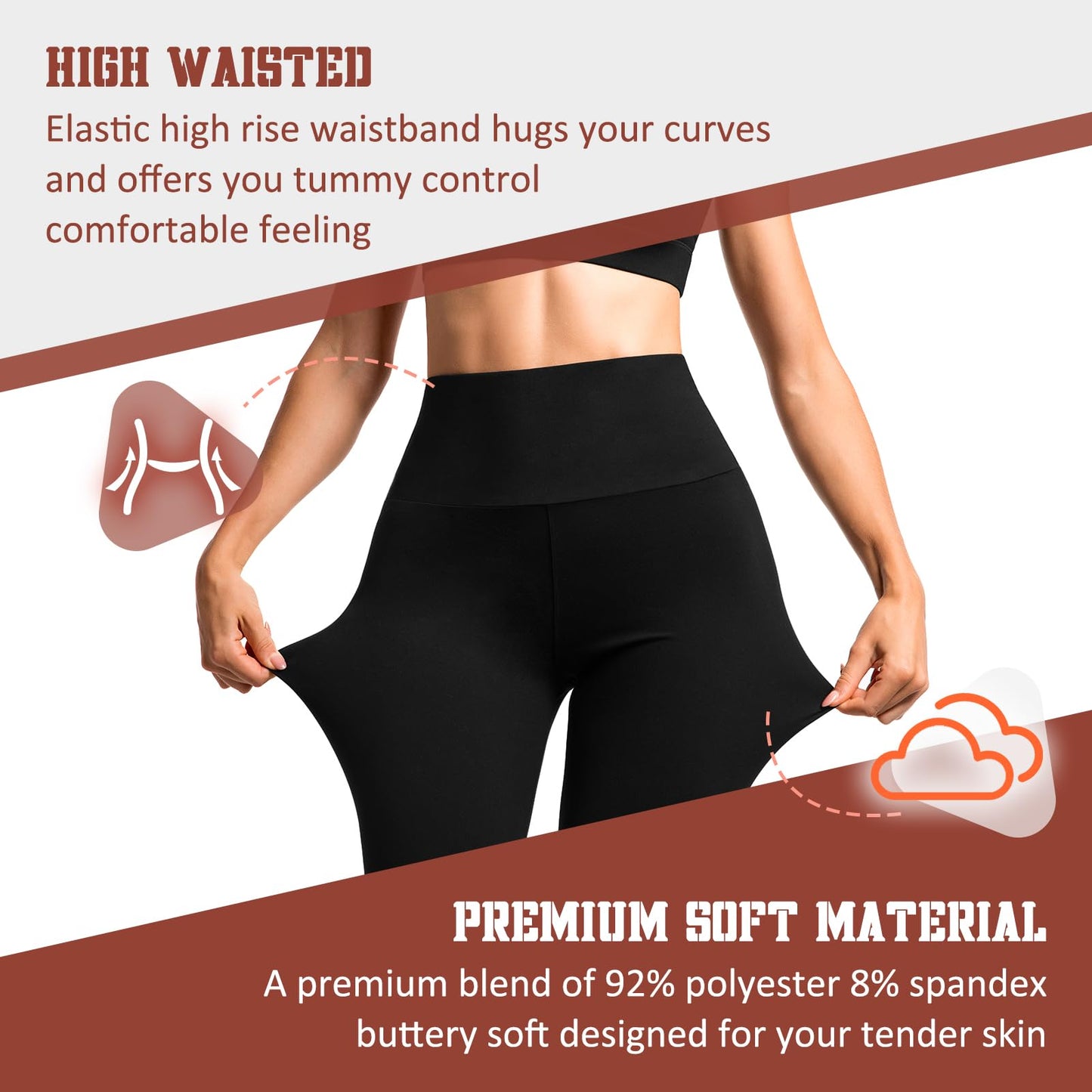 SINOPHANT Capri Leggings for Women - 2 Packs Buttery Soft Yoga Pants for Gym Athletic Black XXL