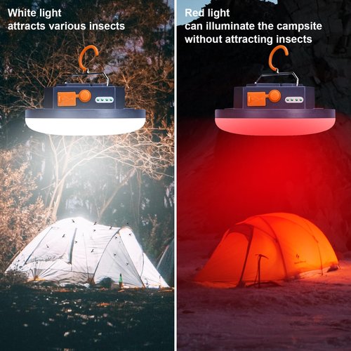 AODOO 10000mAh Rechargeable Camping Light Insect Not Attract 4000LM Work Light White/Red/Pink/SOS Brightness Stepless Dimming, IP45 Waterproof Tent Light Power Failure for Halloween (Standard)