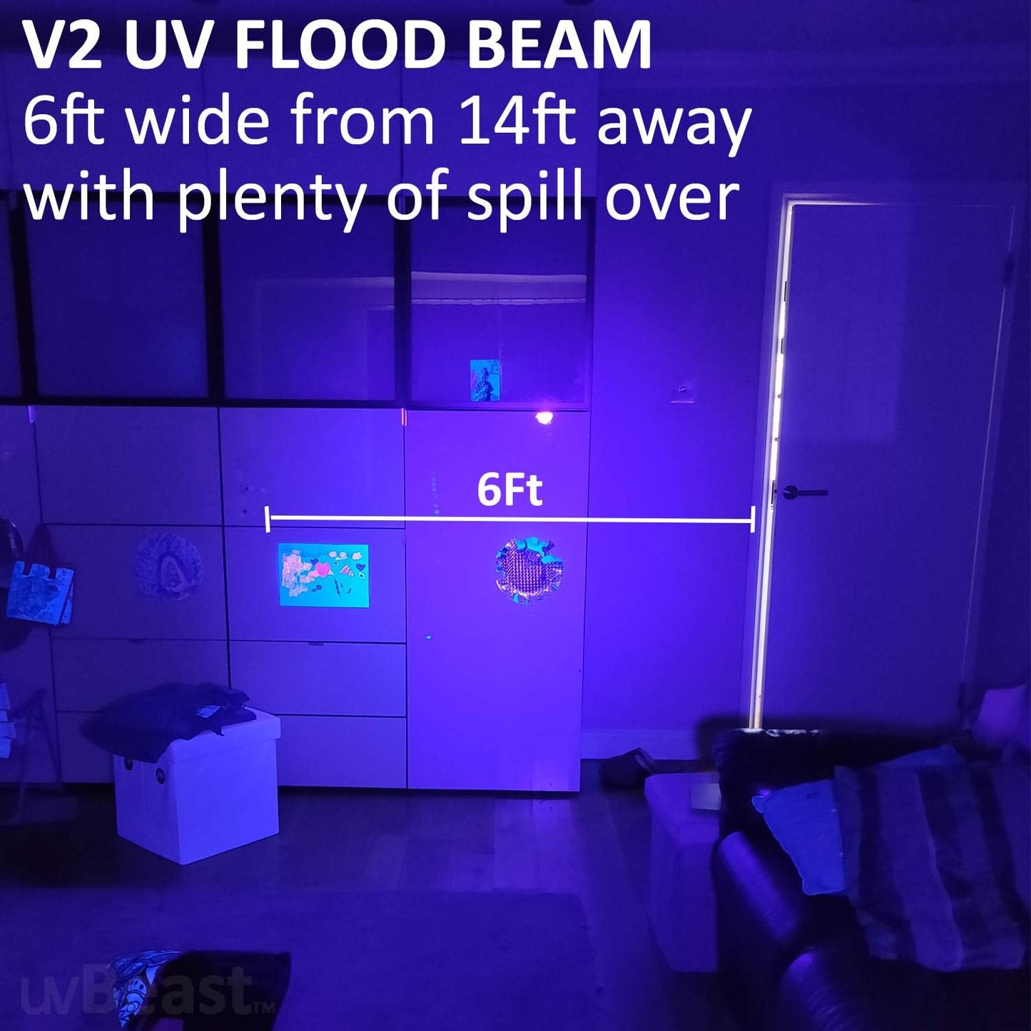 High-Definition UV Flashlight - uvBeast V2 Black Light with Flood Effect 385-395nm for Home & Commercial Use