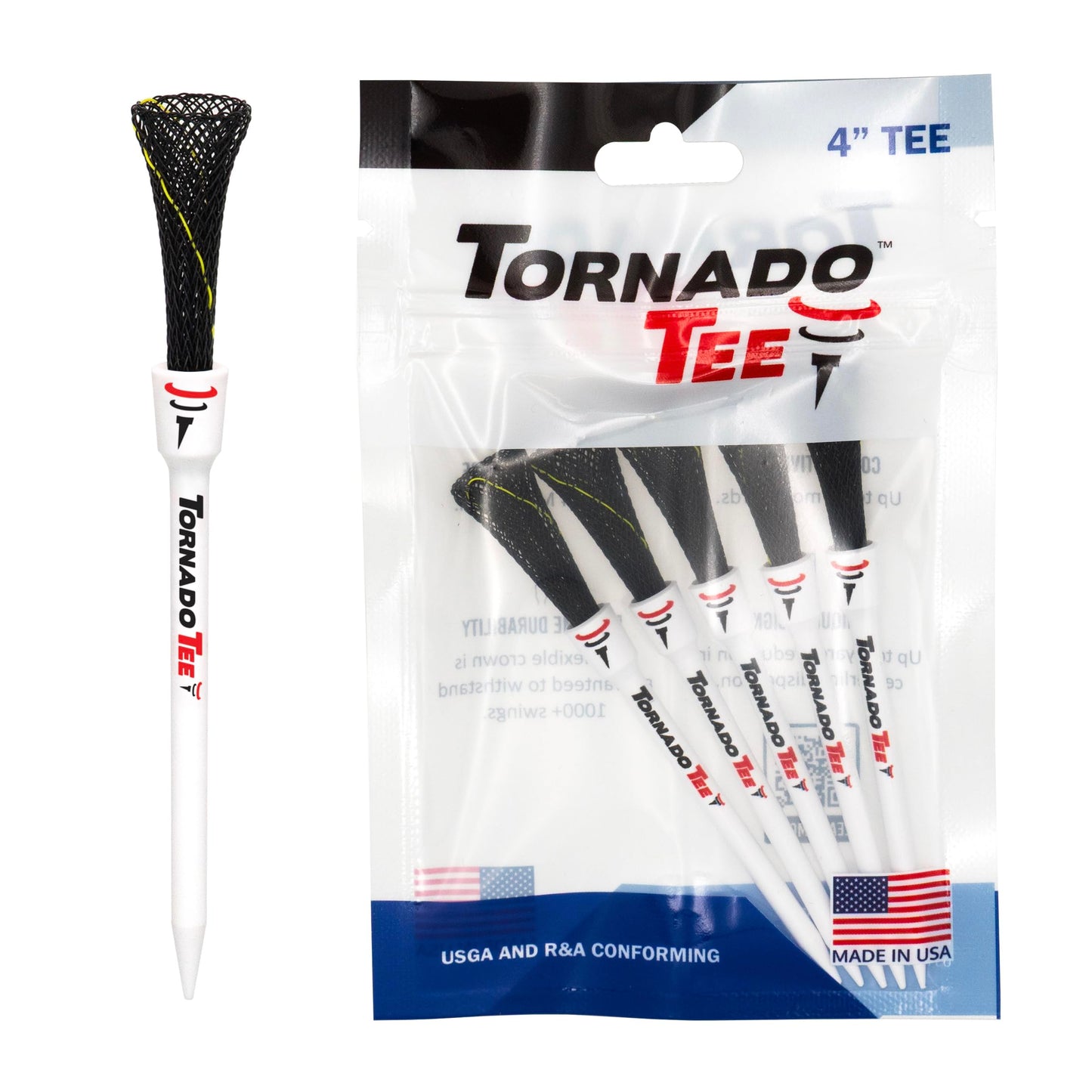 Tornado Tee 4" Long Drive High Performance Golf Tee (Black)