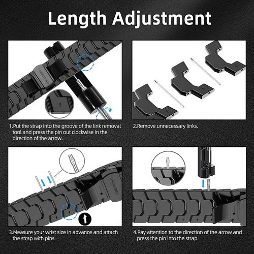 HinZann Metal Band for Amazfit T-Rex 3 48mm, Stainless Steel, Metal Adjustable Strap, Men Women, No Gap Replacement Bracelet Wristband for Amazfit T-Rex 3 48mm - Black