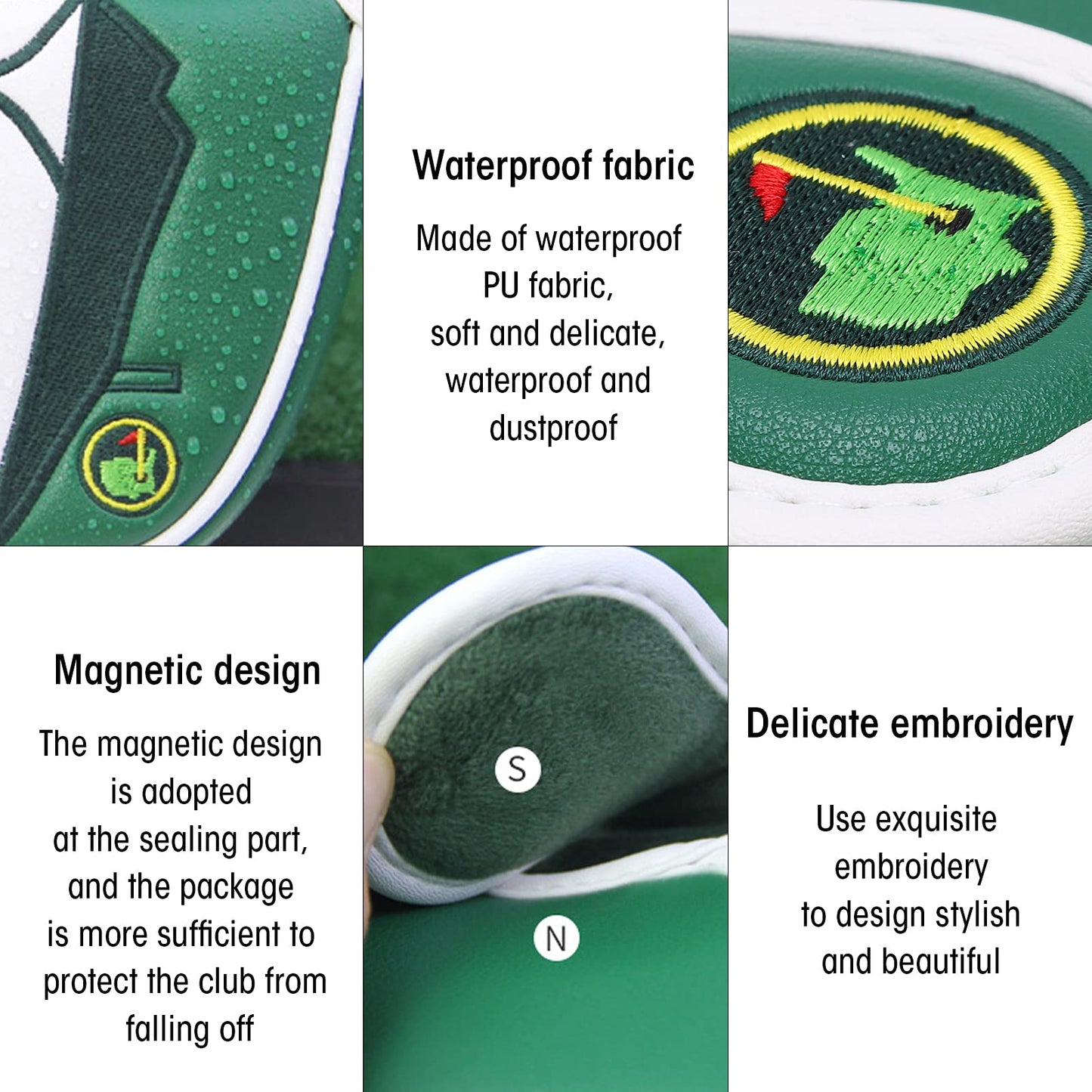 Putter Covers Odyssey Cover Putter Semicircle Putter Cover Mallet Putter Headcover Green Embroidered Cover Headcover Putter Cover Protector Copri Teste per mazza da Golf